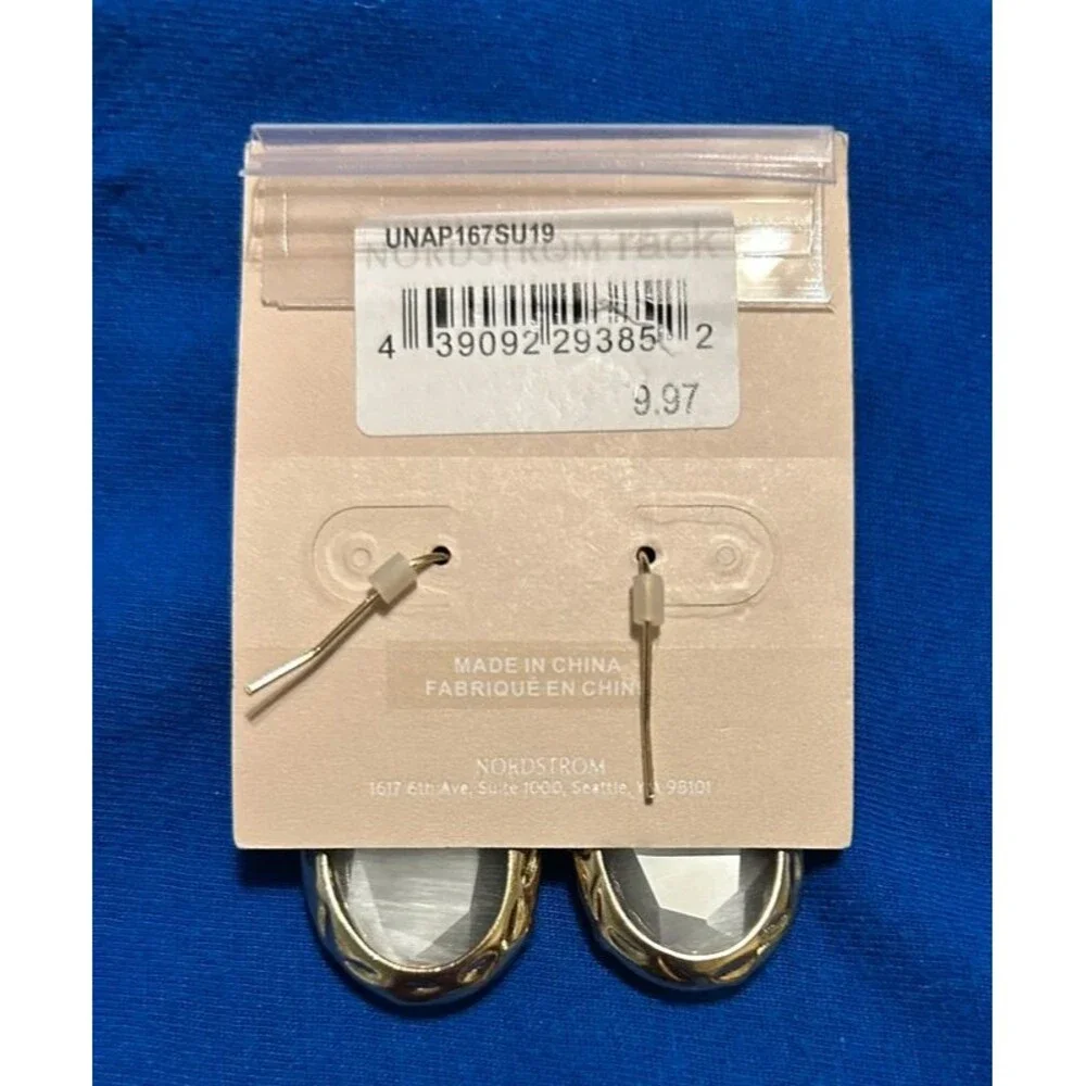 Bundle 4 Pairs Nordstrom Rack 14th & Union Gold and Stone Fashion Earrings